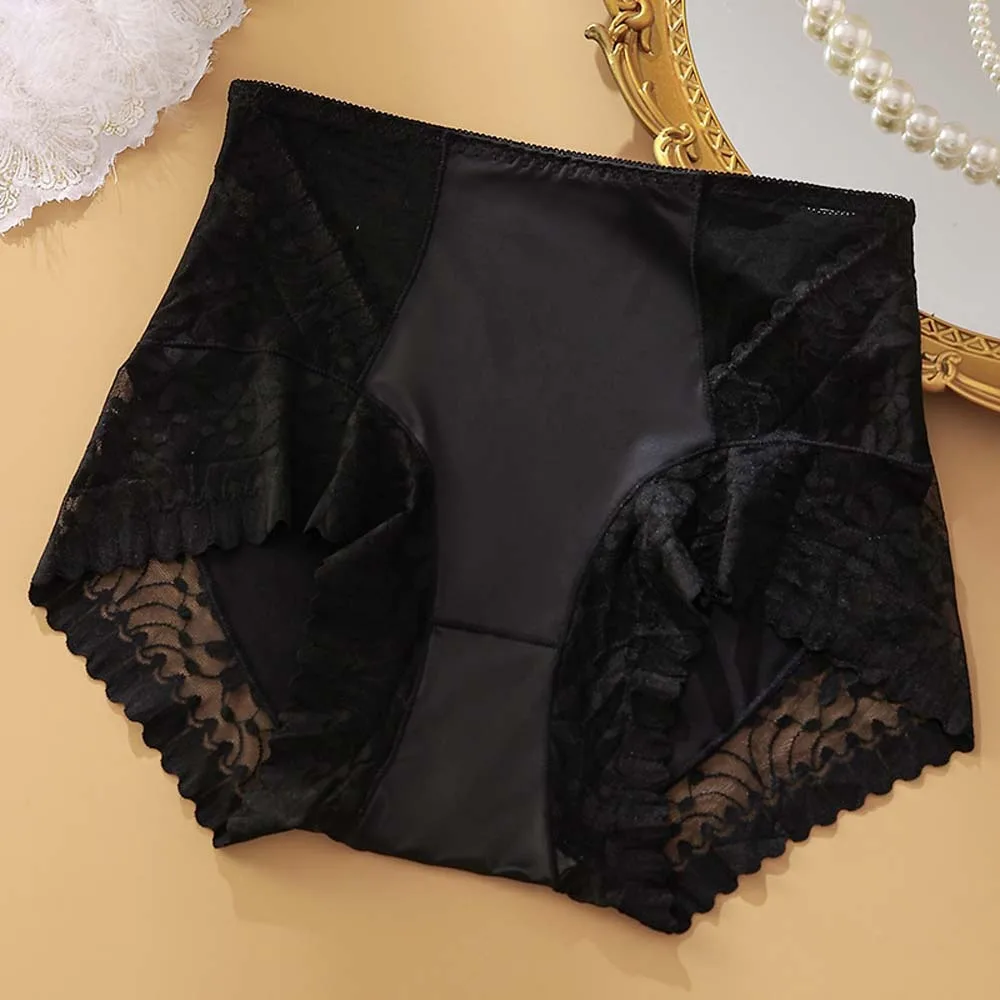 Saten Kadın Ipek Külot Lingeries Yüksek Bel Artı Boyutu Külot Göbek Taahhüt Düz Renk Buz Ipek Dantel Külot Kadın