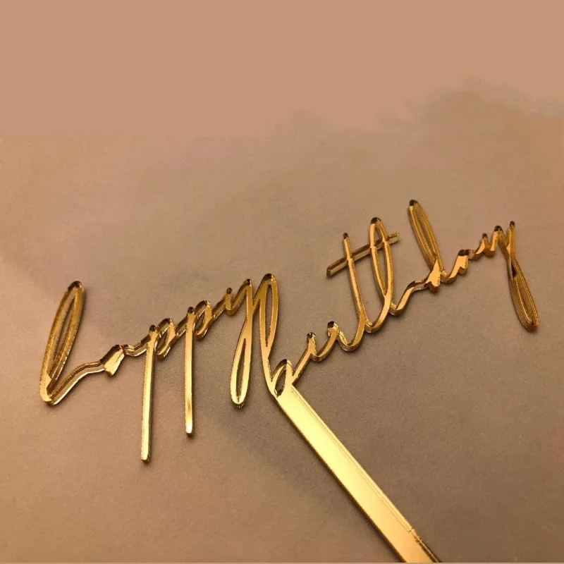 

New Golden Happy Birthday Acrylic Cake Toppers Creativity Birthday Cake Topper for Kids Birthday Party Cake Decorations