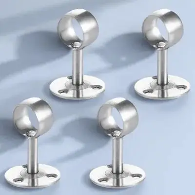 

4Pcs Premium Stainless Steel Closet Rod Holder Multifunctional Wardrobe Pole Socket for Shower Rods Cabinet Hanging Rods