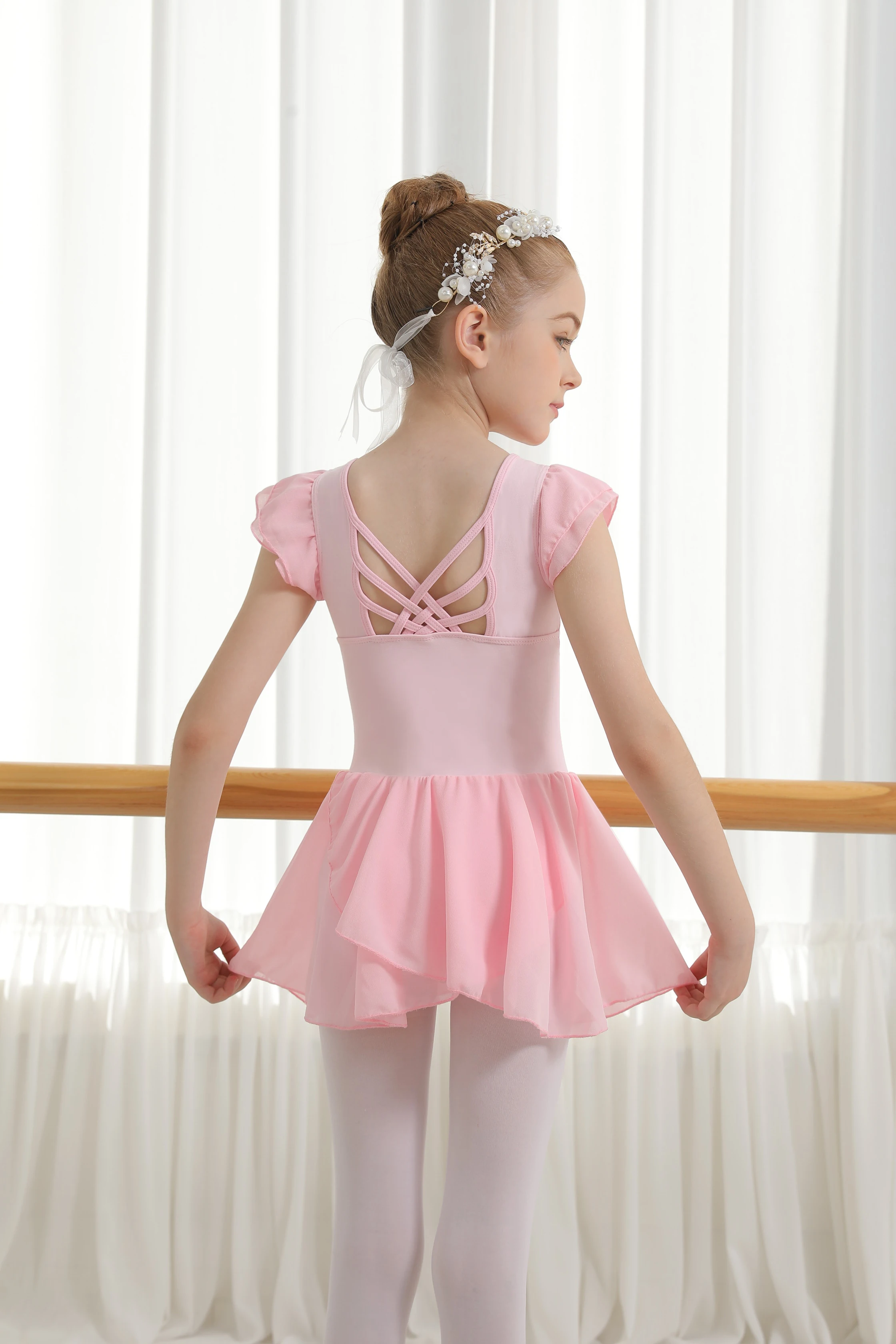 Girls Tank Ballet Leotards with Skirt Toddler Dance Dress,Cute Butterfly Hollow Back