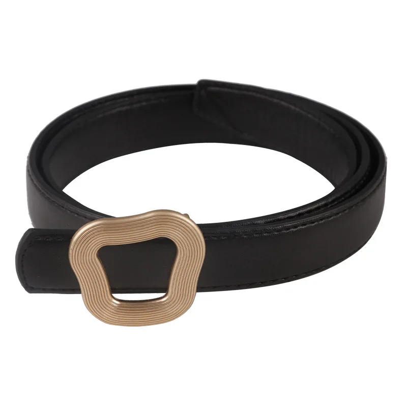 حزام جلد حقيقي أنيق للنساء الغزلان جودة عالية أنيقة الأعمال حزام نسائي راعية البقر الغربية حزام دلو ذهبي