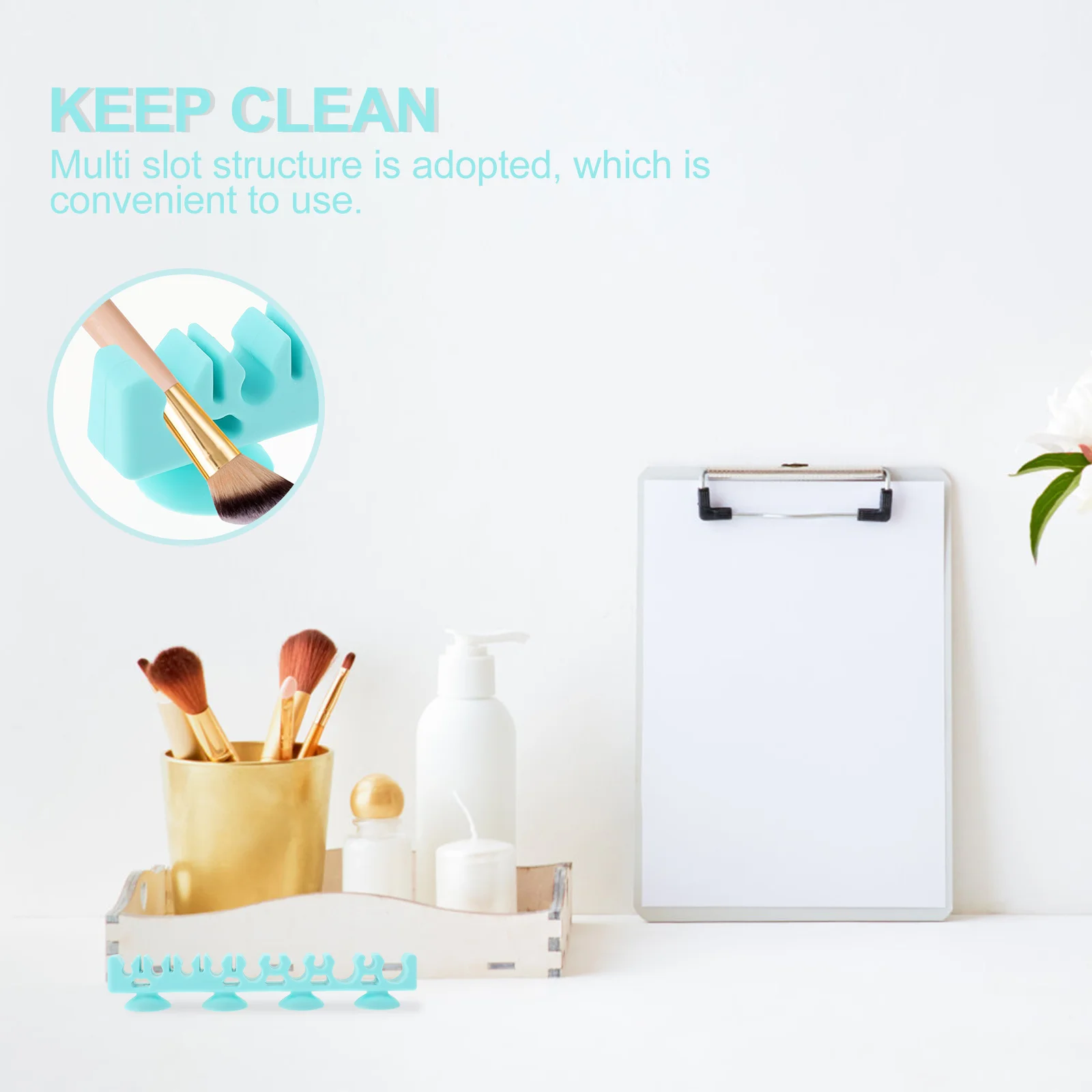 

1Pcs Makeup Brush Organizer Rack Premium Material Multi-Slot Drying Holder for Cosmetics Tools Storage Shelf Suction Cup Window