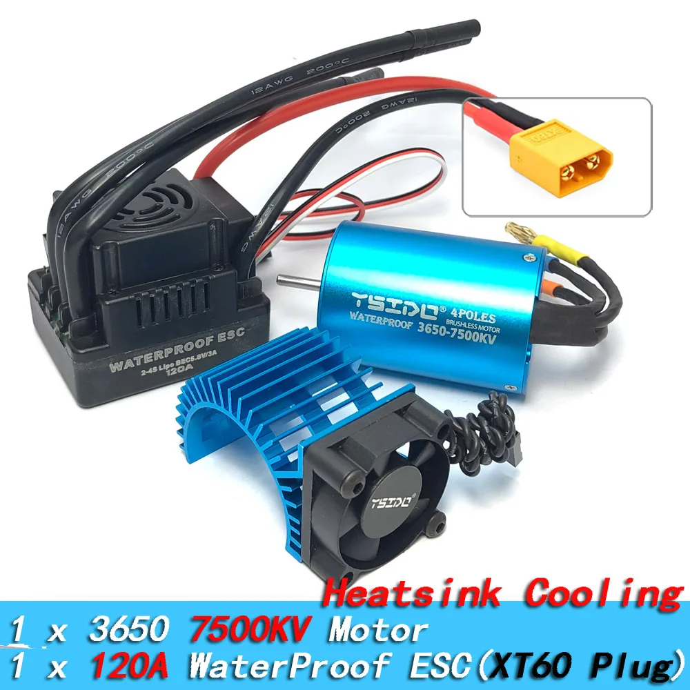 YSIDO 3650 Combo 5400KV 3600KV Borstelloze Motor 60A/80A/120A ESC voor 1/10 Traxxas HSP Tamiya Arrma RedCat RC Monster Truck auto