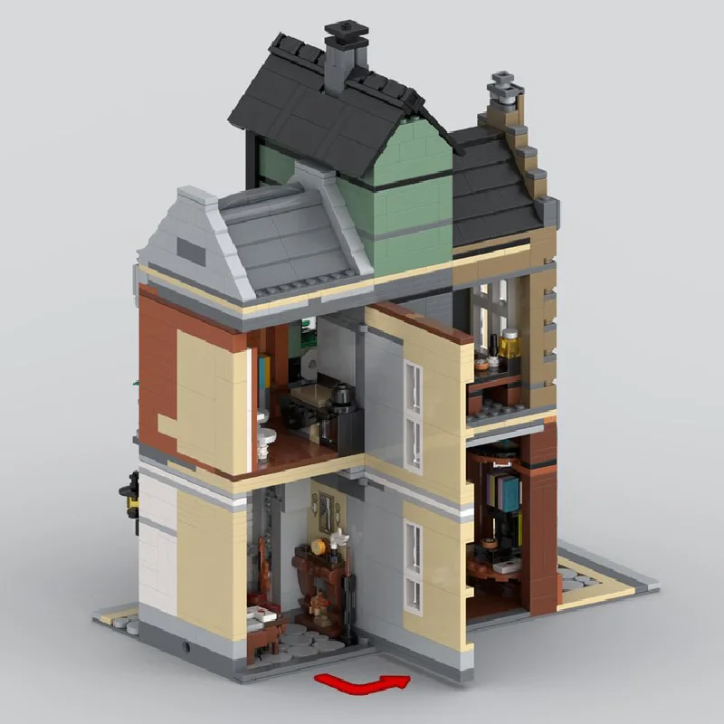 1781 Uds. MOC City famosas vistas a la calle, bloques de construcción modulares de lujo, montaje Diy, juguetes para niños, conjunto de regalos de navidad