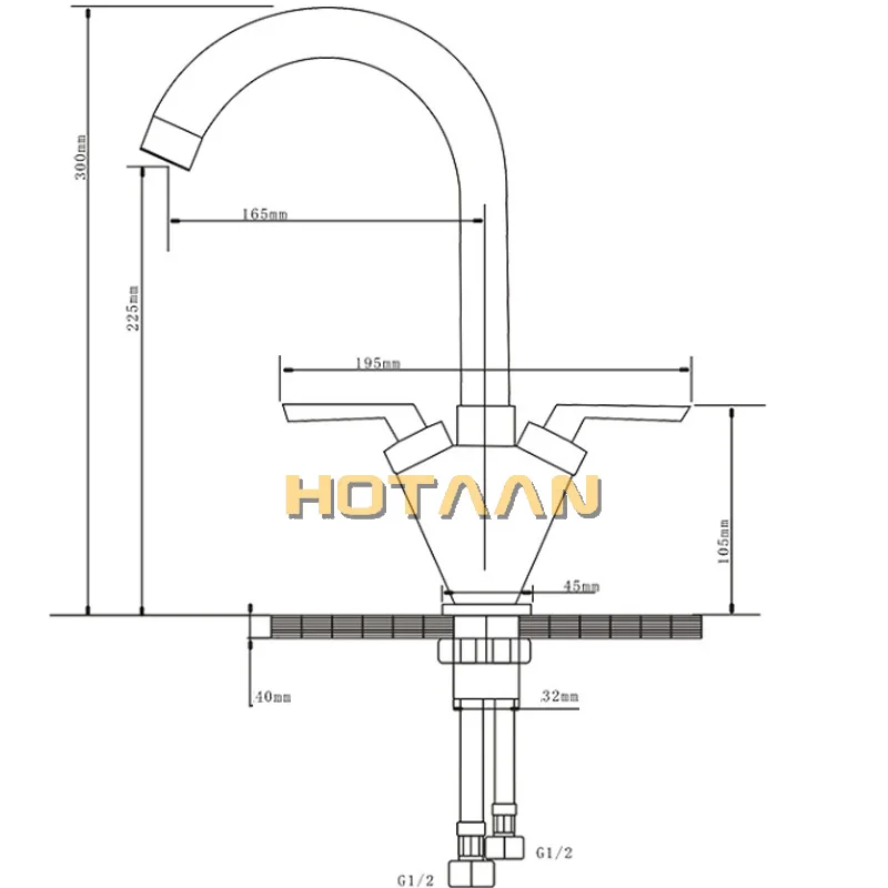 Brass Quality Guarantee! double handle kitchen sink tap ,kitchen mixer,round swivel Kitchen Faucets,torneira YT-6041