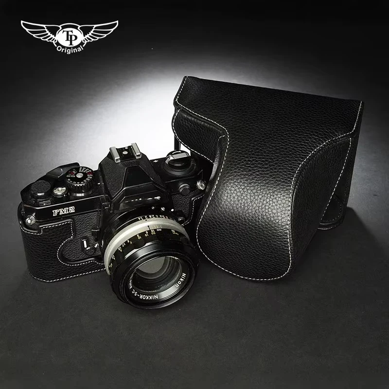 Full Body Precise Fit Genuine leather cowhide Camera case Bag box Cover for Nikon FM2 FM FM2n FE FE2 Cameras Bag Skin