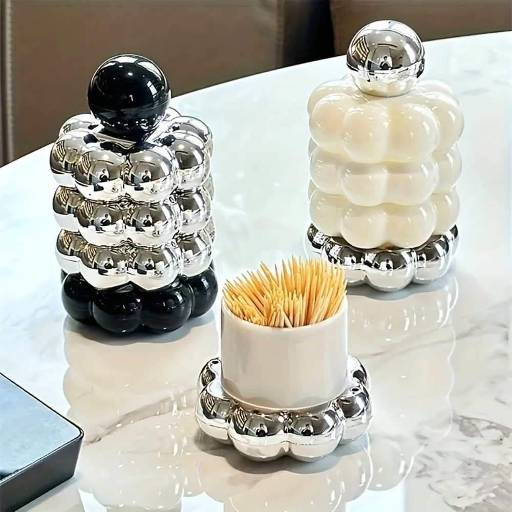 Luxury Bubble-Shaped Cotton Swab Holder, Creative Toothpick & Q-tip Storage Box, Decorative Canister for Bathroom Vanity Table
