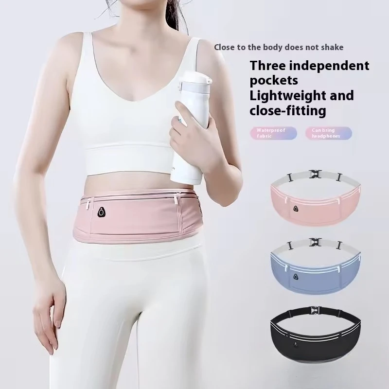 360 ° حقيبة خصر عاكسة للجري مكونة من 3 جيوب وحزام نحيف مقاوم للماء مع منفذ لسماعة الرأس تناسب الهواتف مقاس 7.2 بوصة لسلامة الجري الليلي #3