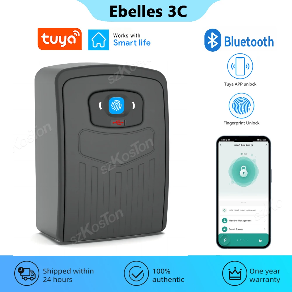 Caja de seguridad inteligente con huella dactilar, dispositivo de montaje en pared con cerradura de seguridad, resistente al agua, para apartamento y exteriores, compatible con aplicación Smart Life, Tuya