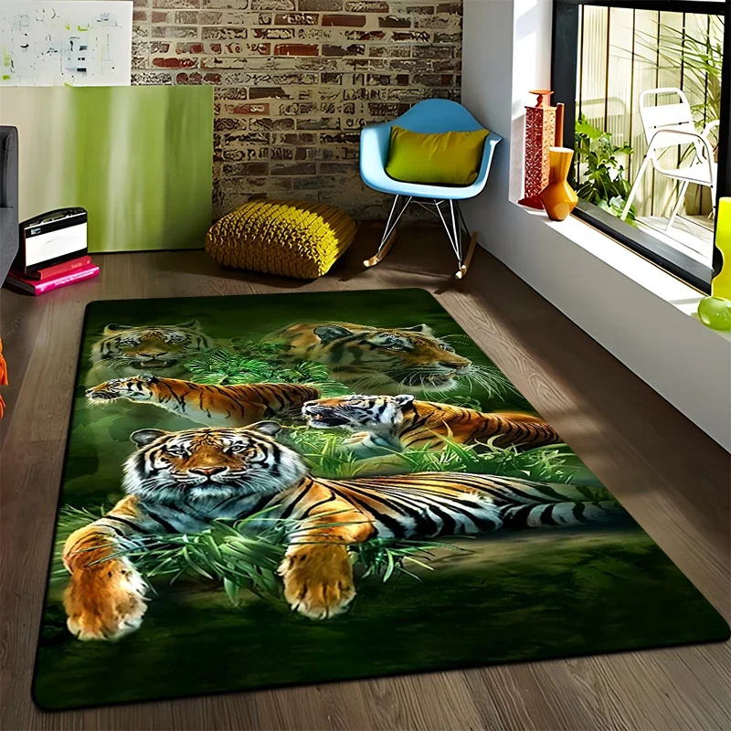 Animal Tiger Pattern Custom Carpet Living Room Doormat Yoga Mat Home Decoration Children's Crawling Mat Area Rug Camping