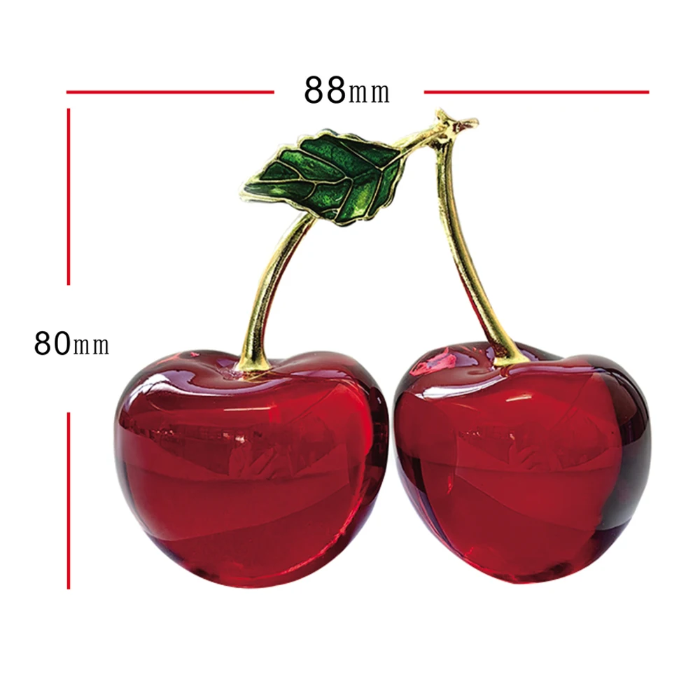 Crystal Cherry Figurine Glass Fruit Status Paperweight Home Decor Ornaments Tabletop Centerpiece