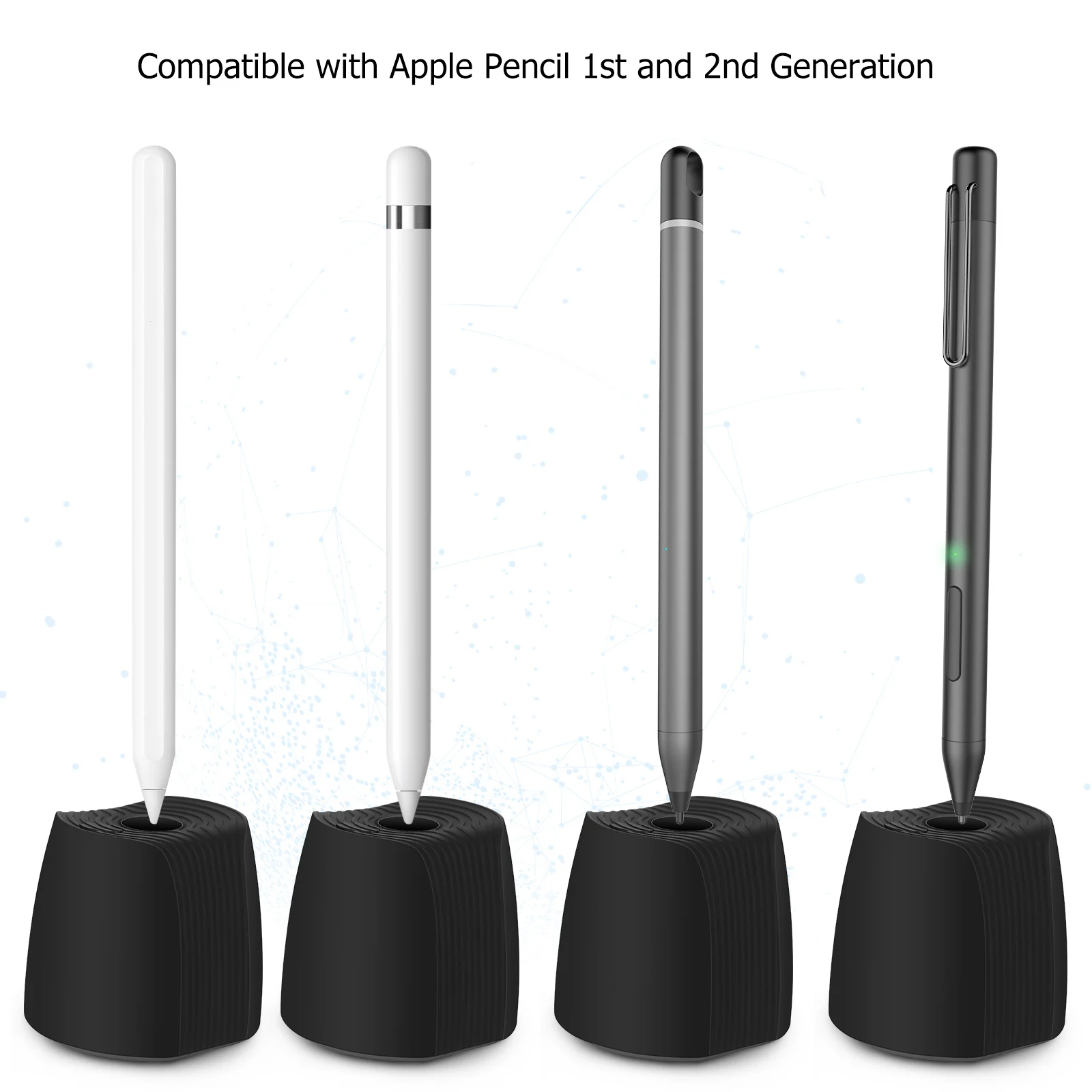 

2 Pcs Electronic Pencil Stand Silicone Holder Vertical Docks Stylus Base Pen Protection Touch Work Desk Gel Station