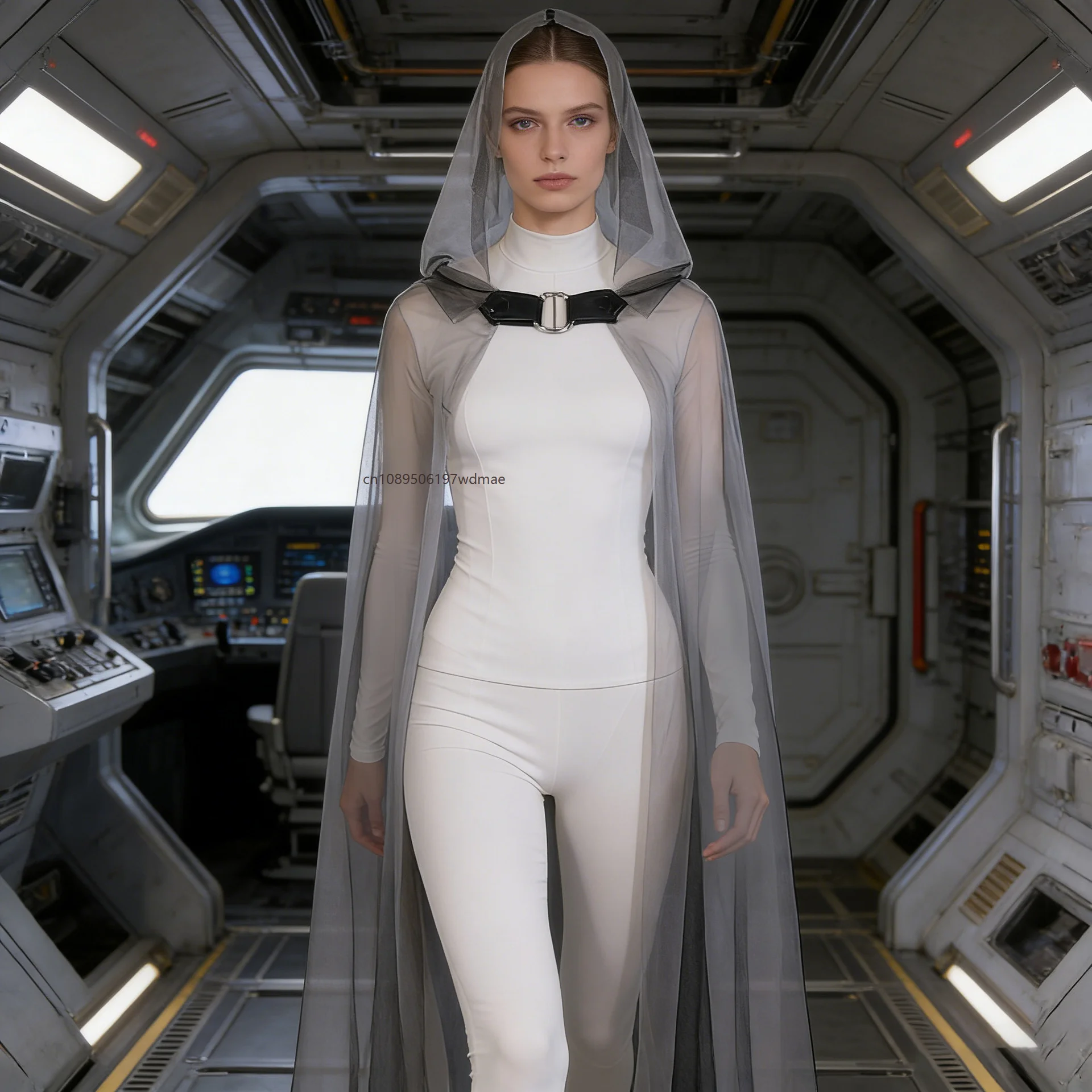 

Gothic Cosplay Tulle Hooded Cape Festival Party Masquerade Unisex Cloak Outfit Witch Stage Performance Dress Up