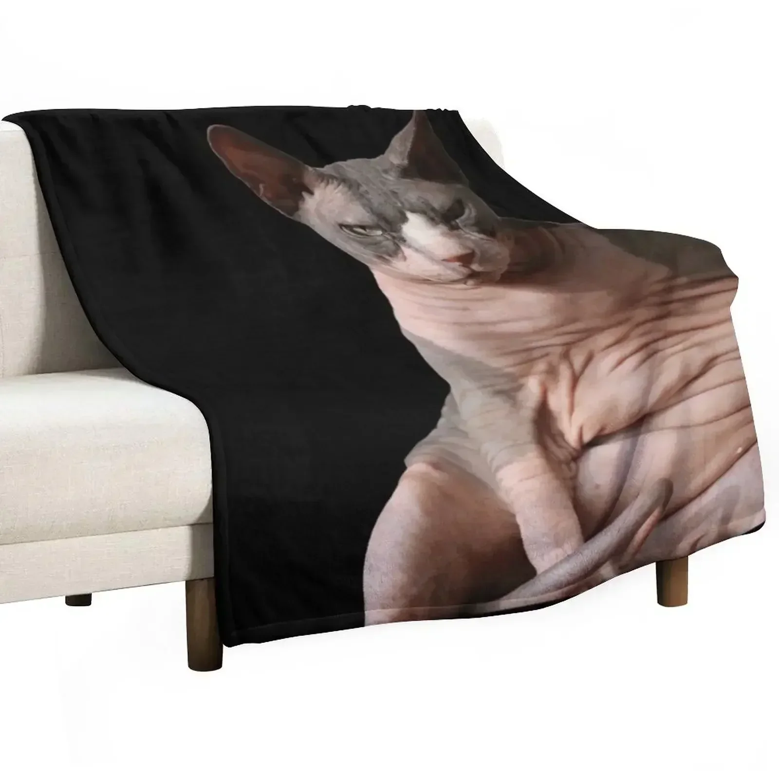 Giant hairless cat Throw Blanket Cozy Warm Blanket for Bed Room Decor