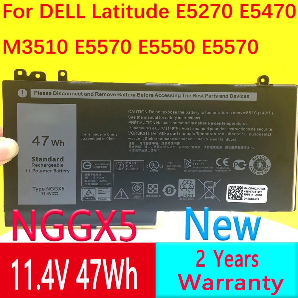 新しいngx5ラップトップバッテリーdell-lite5270-e5470-m3510-e5570-jy8d6-e5550-954df-0jy8d6-114v-47wh