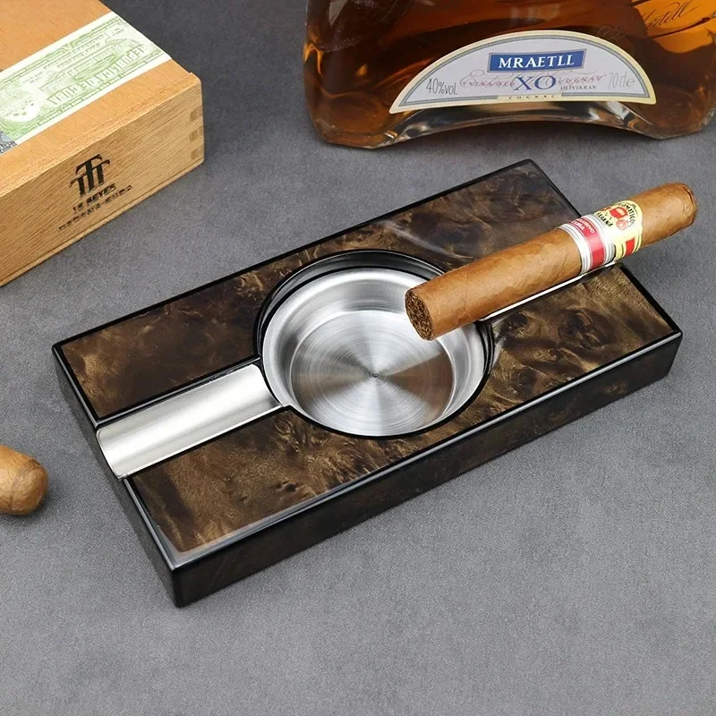 

New Stainless Steel Cigar Ashtrays with Two Holders Portable and Suitable for Use in Cars, Offices, Homes Smoking Accessories