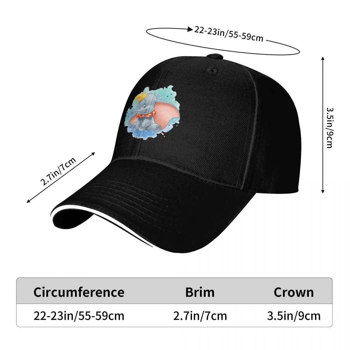 Dumbo Cap Fashion Casual Baseball Caps Adjustable Hat Hip Hop Summer Unisex Baseball Hats Customizable Polychromatic