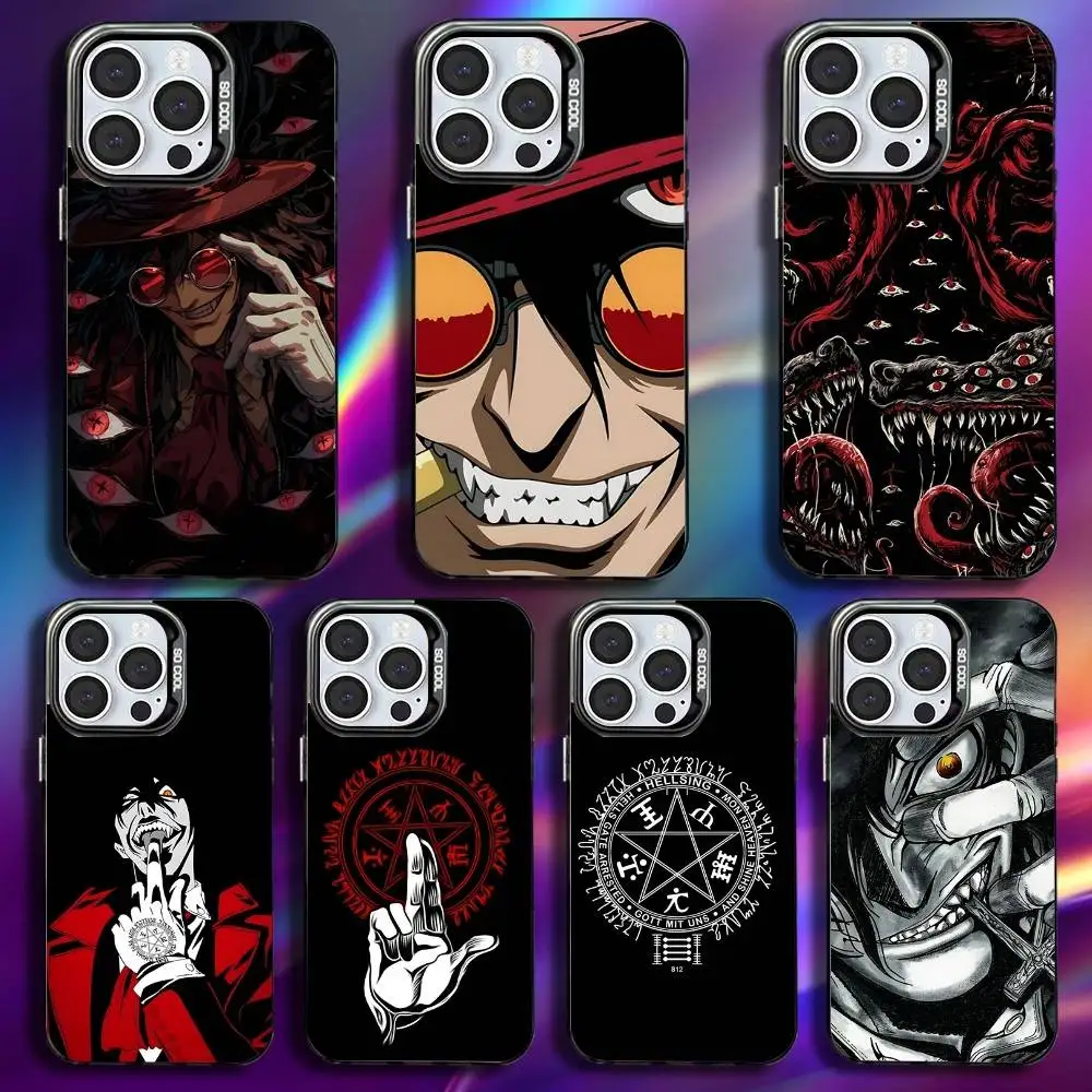 

Comics H-HELLSING Phone Case For iPhone 16,15,14,13,12,11,Pro,Max,Plus,Mini,XS,SE Anti Fall Black Matte Hard Bumper