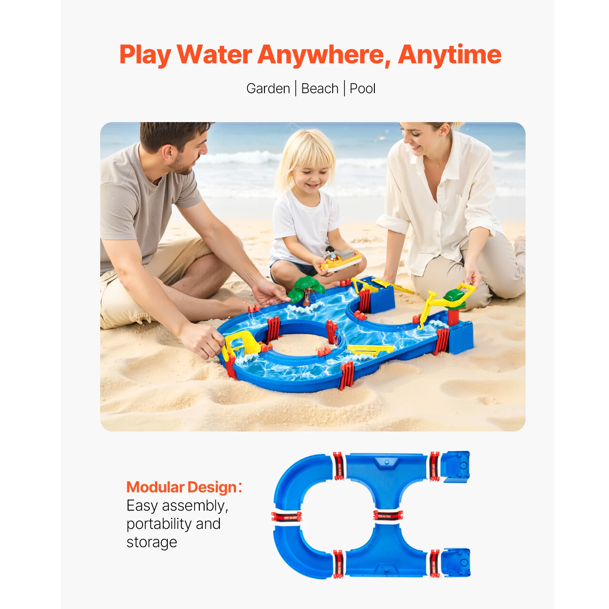 SucceBuy น้ําเล่นตารางเด็กชายหาดกลางแจ้งของเล่น 39 ชิ้นอุปกรณ์เสริมฤดูร้อน Water Park Playset สําหรับกิจกรรมเด็ก