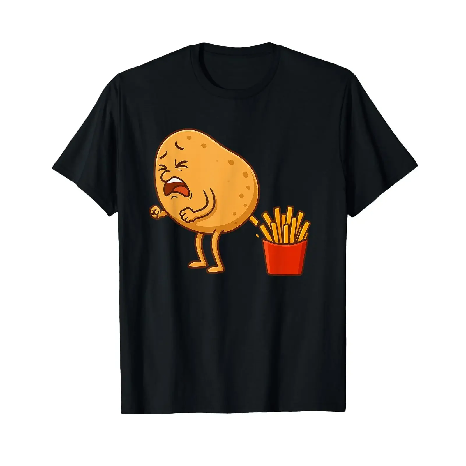Potato Pooping French Fries Designs Food Eaters T Shirt vintage Washed Versatile homme Comfortable Stylish streetwear