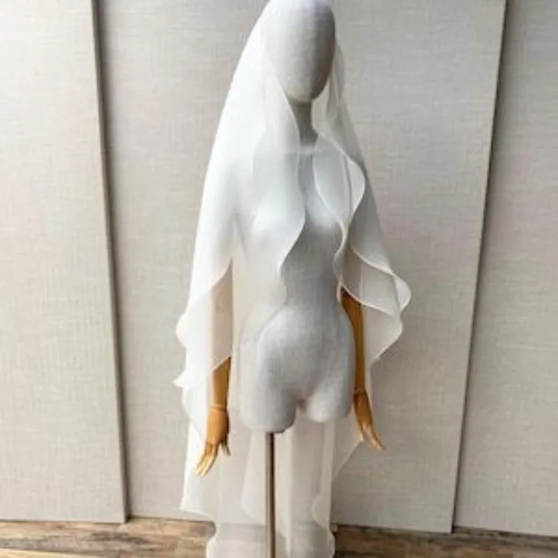 Bride Wedding Veil Two Layers Multi-layer Curled Edge Simple White Photo Veil Double Layer Fashionable