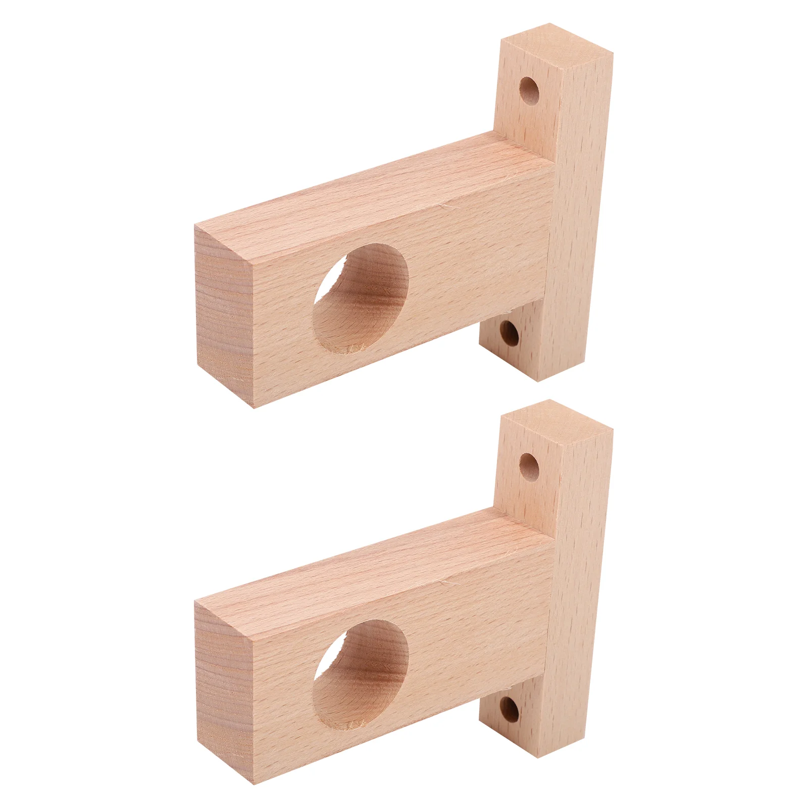 

2 Pcs Roman Pole Bracket Decorative End for Curtain Rod Hook up Shower Holder Wood Support Accessory Bathroom