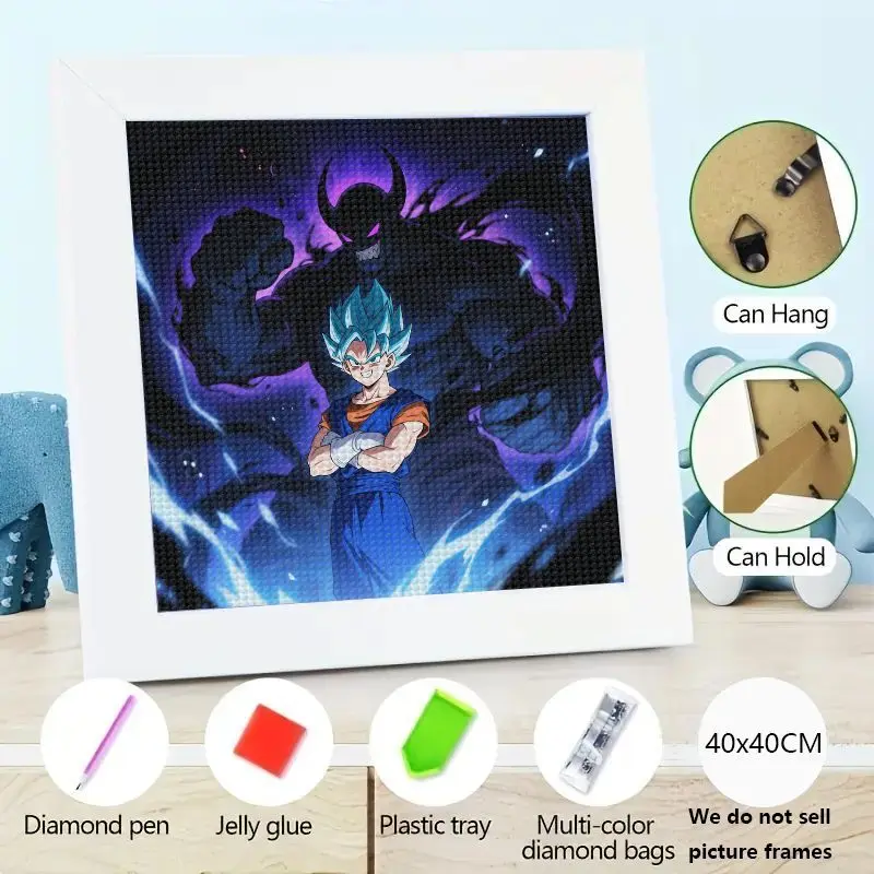 

1 шт., набор для рисования Dragon Ball Super Vegito Super Saiyan Blue Diamond, 5D полная дрель, сделай сам, аниме, манга, персонаж, мозаика со стразами A