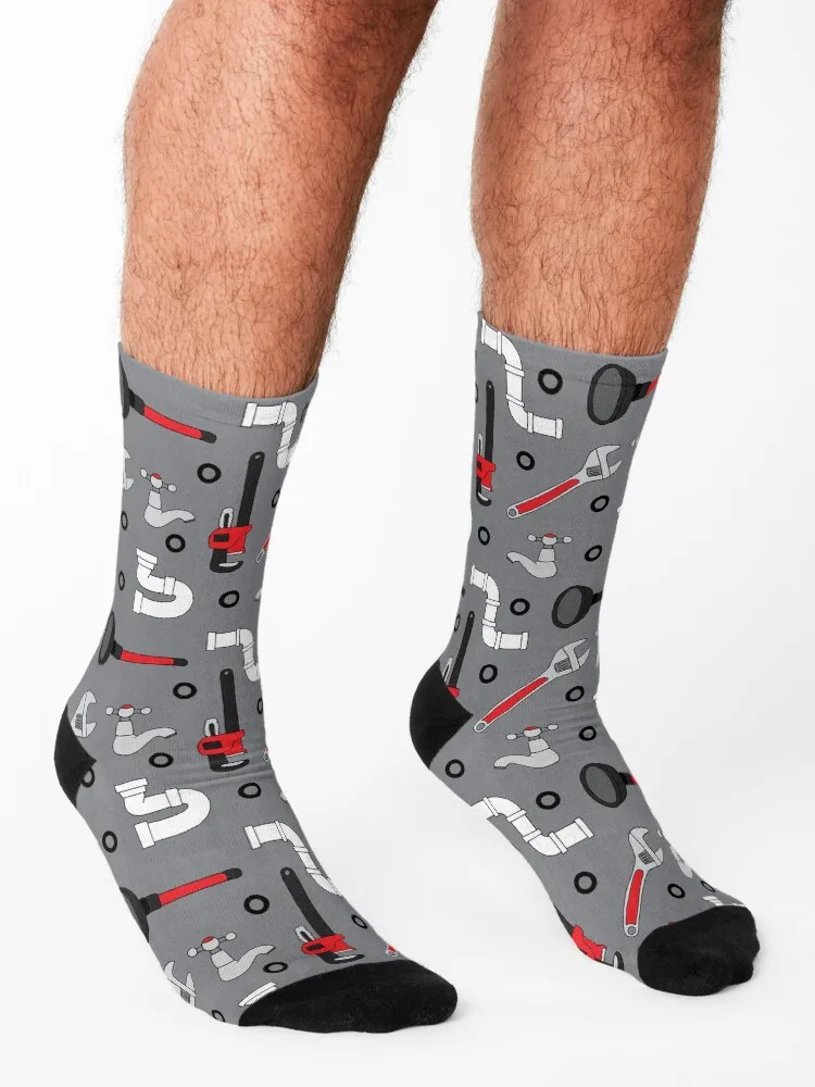 Plumber Plumbing Tools Pattern Socks moving stockings happy sheer new in's Socks For Man Women's