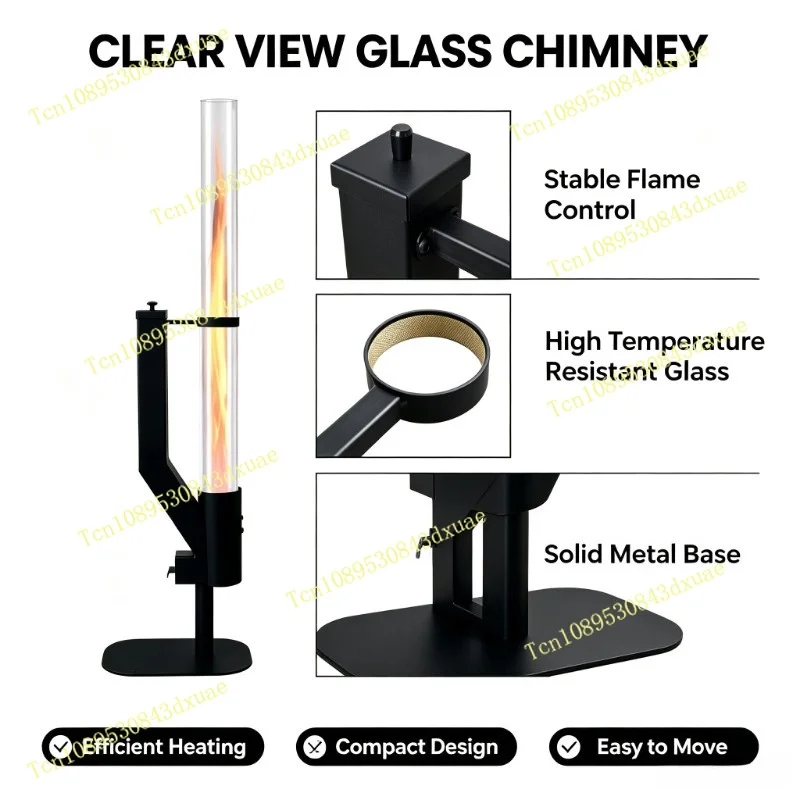 Rocket Stove - Stainless Steel Pellet Stove with Integrated Glass, Portable Heating Stove for Home Outdoor Camping