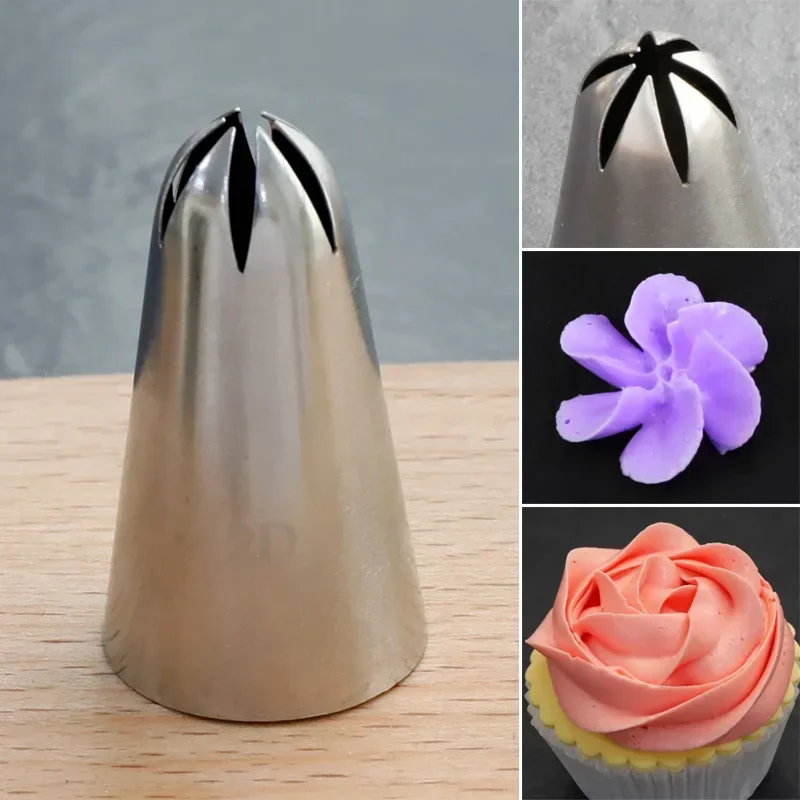 #2D Rose Flower Cream Piping Nozzles Large Size Stainless Steel Cupcake Nozzles Baking Decoration Pastry Tools