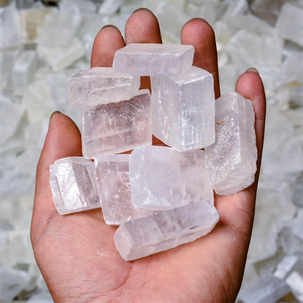 

Buah Kristal Optik Bening Kalsit Kubus Mentah Lslandia Lempengan Batu Alam Dan Kristals Kasar Batu Penyembuhan Mineral
