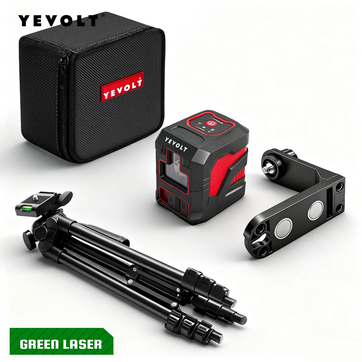 Nivel láser YEVOLT autonivelante 25m nivelador de línea verde cruzada herramientas de medición para azulejos de piso, renovación del hogar-YVGLL4XS2