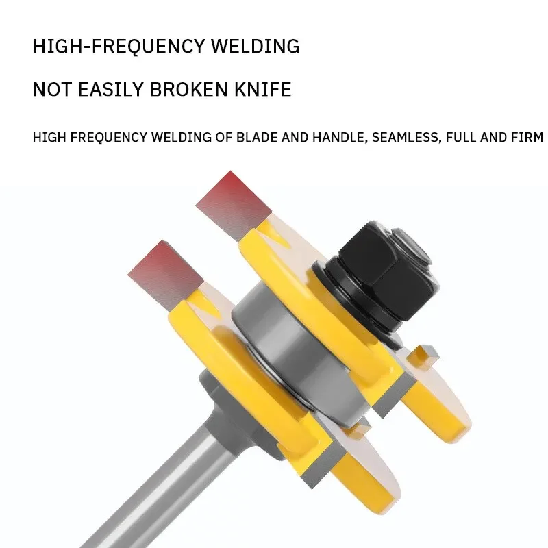 2PCS Woodworking T-Slot Milling Cutter 3 Teeth T Shaped Tenon Square Tooth Floor Splicing Knife Carving Knives Cutting Tools