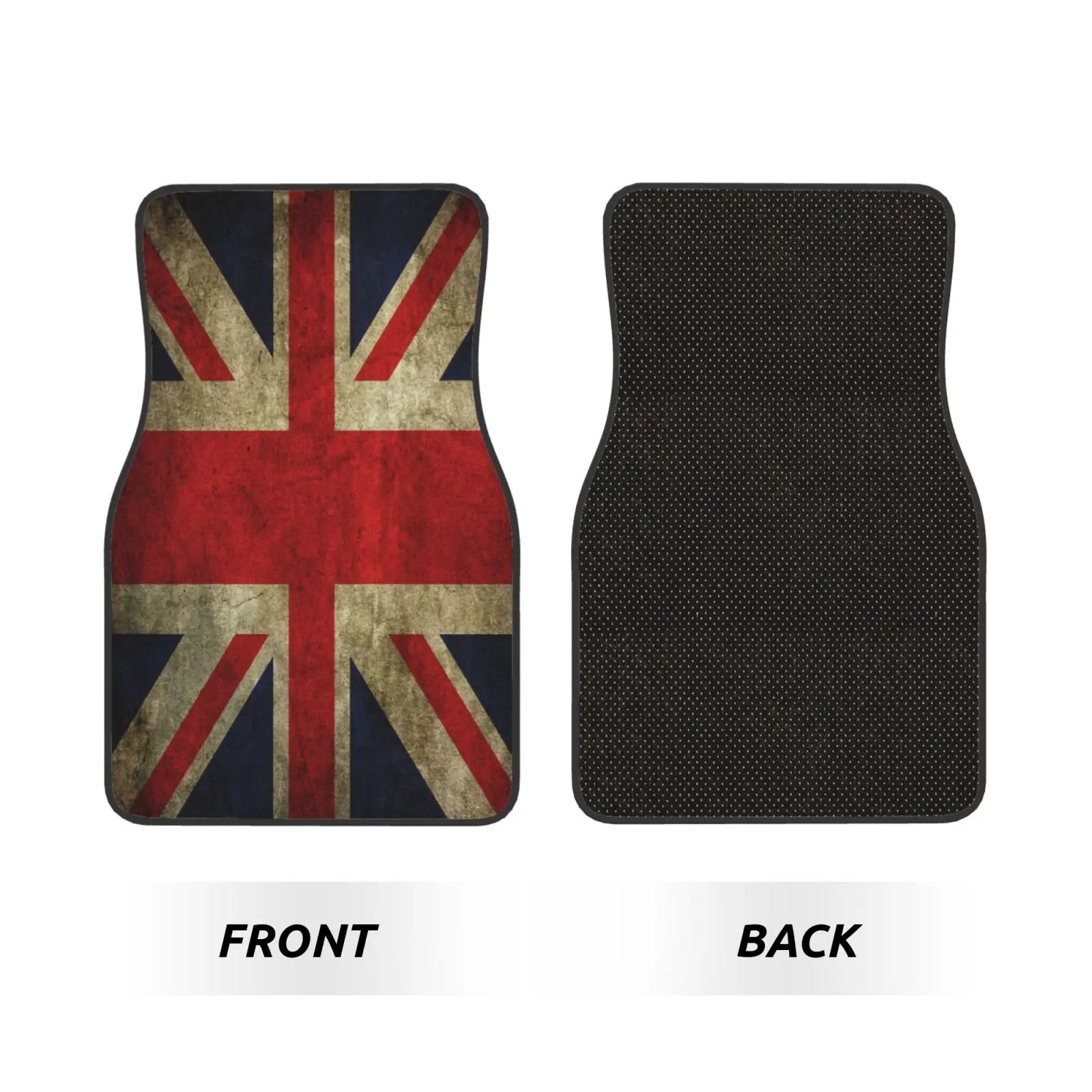 Retro British Flag Car Floor Mats Set of Four Patriotic Compatible for All-Wheel Foot Mats Car Accessories