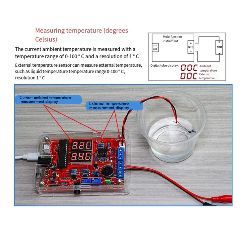 Signal Generator Multifunctional Instrument Making DIY Electronic Kit Current Temperature Detection Soldering Exercise Durable