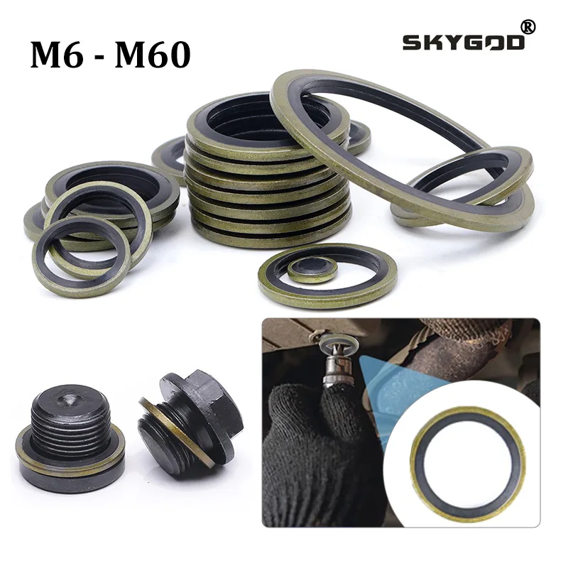 M5/M6/M8/M10/M12/M14/M16/M20/M24/M30/M42/M52/M60 Combined Washer Sealing Ring Metal NBR Rubber Bonded Oil Draain Plug Gaskets