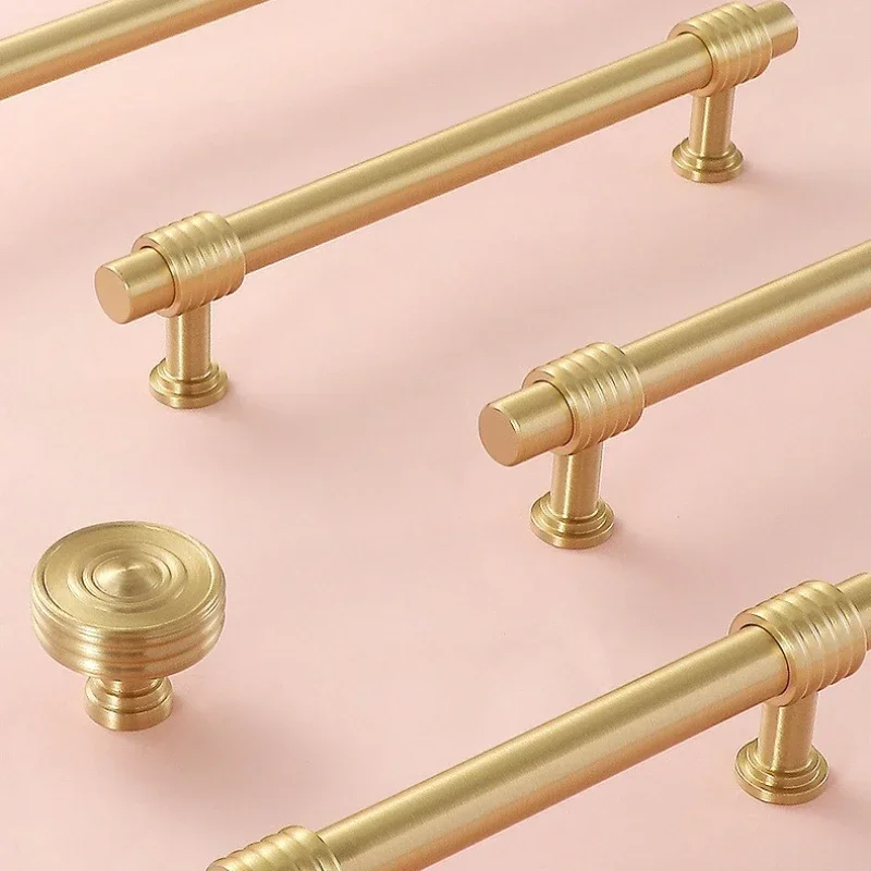 Massive Messinggriffe im Vintage-Design mit Hanfseil-Form, personalisierte Küchenmöbelgriffe, goldene Schubladen- und Türgriffe, T-förmige Zuggriffe – Detail 17