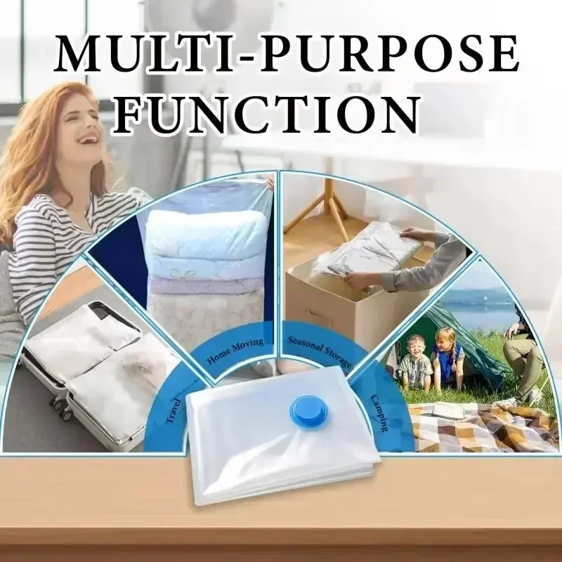 1-10PCS ถุงเก็บสูญญากาศ Travel Organizer พร้อมปั๊ม LeakProof & Scratch-Resistant สําหรับเสื้อผ้าผ้าห่มผ้าปูที่นอนประหยัดพื้นที่