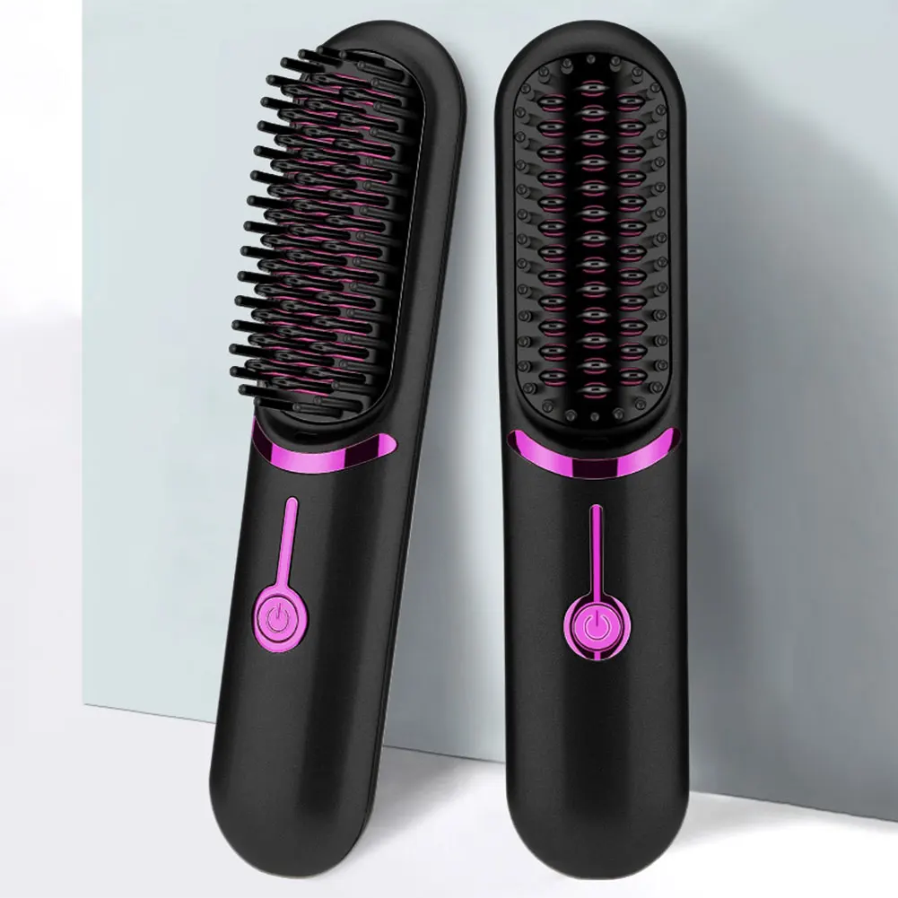 Electric Hot Comb USB Charging Hair Straightening Brush 5200mAh Cordless Hair Straightener Brush Anti-Scalding Hair Styling Tool