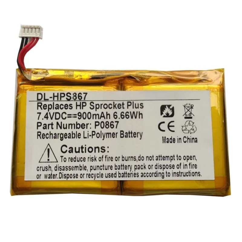 P0867 Battery 7.4V 900mAh for HP Sprocket Plus Pocket Photo Printer High Quality Replacement Battery
