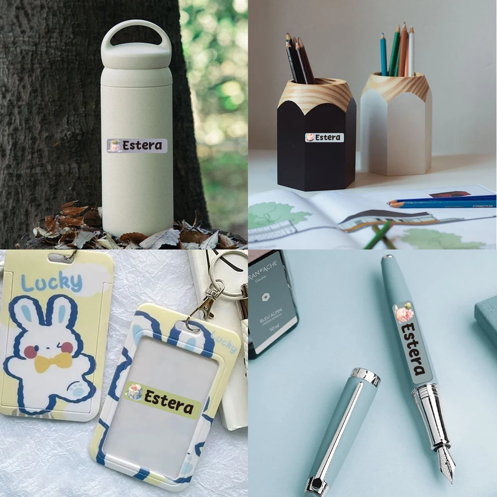 Custom Korean style Name Sticker,Transparent Waterproof Stickers for Kids,diy Name Labels for School Bag Bottles Box Mug Uniform