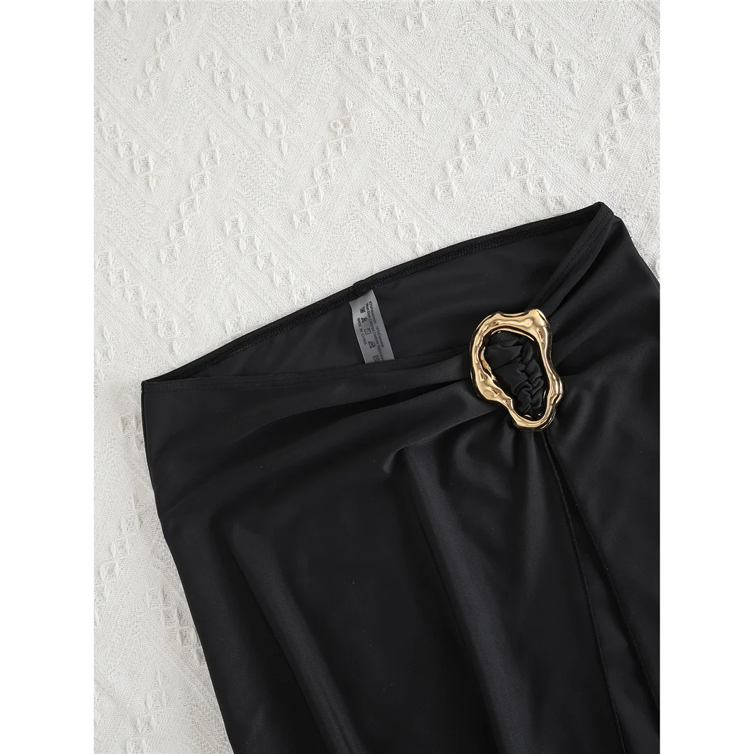 S - XL, mit Rock, tiefem V-Ausschnitt, Neckholder, einteiliger Badeanzug, Damen-Badebekleidung, Damen-Monokini, rückenfreier Badeanzug, Badeanzug, Modell V6556. – Detail 11