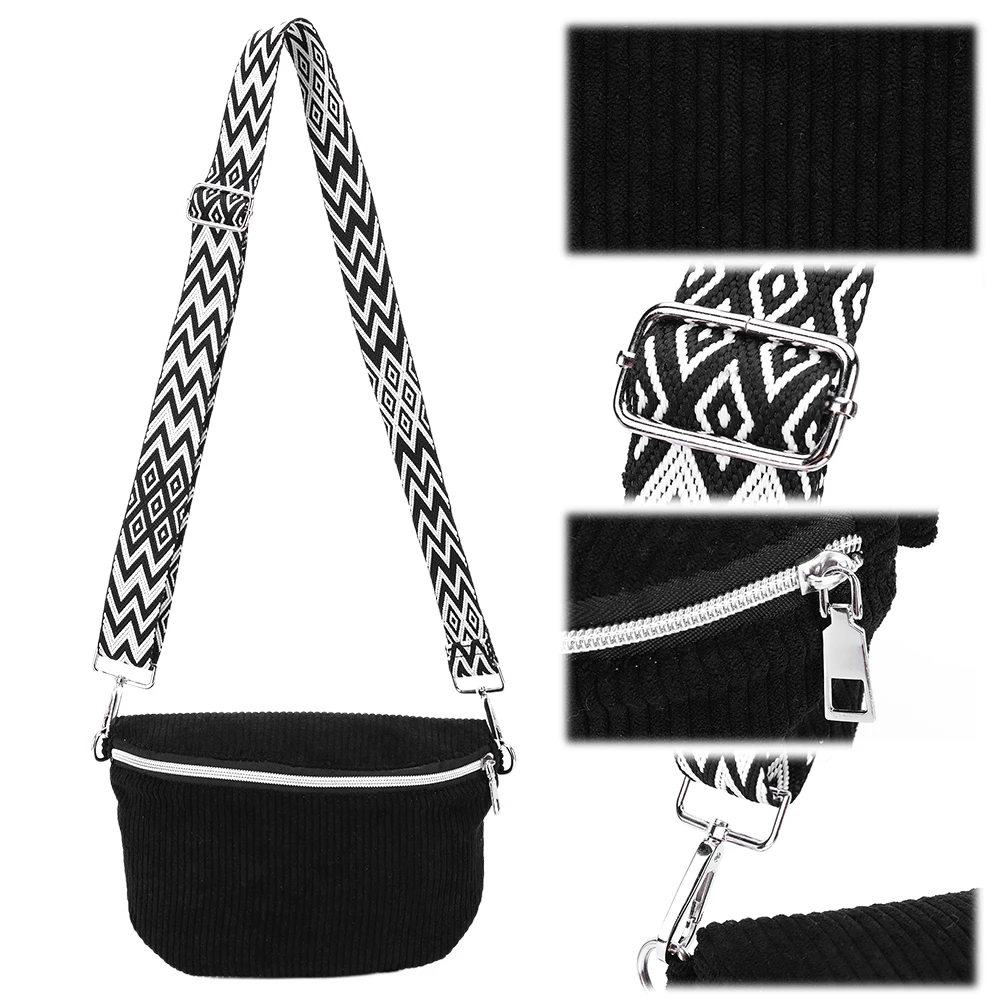 กระเป๋าสะพายสำหรับผู้ชายผู้หญิงพร้อมสายรัดกว้างปรับได้กระเป๋าสะพายข้างผ้าลูกฟูกกระเป๋าถือแฟนนี่แพ็คสำหรับออกกำลังกายท่องเที่ยว