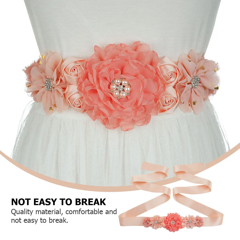 

Rose Flower Belt Pearl Maternity Waistb Dress Accessory Fashion Women Accessories Party Birthday Performance Dance Wedding Event