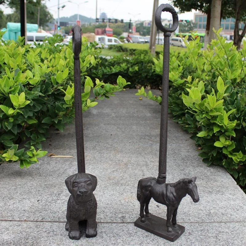 Drill-Free Vintage Cast Iron Dog Shape Door Stopper, Windproof Anti-Collision Decorative Door Holder Indoor Outdoor Use
