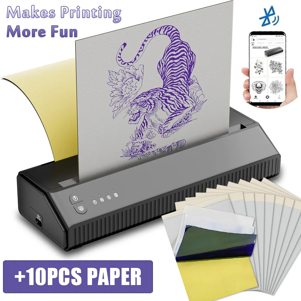 Tattoo Stencil Transfer Printer Machine Thermal Printer Wireless Tattoo Transfer Bluetooth USB Mobile Printer Machine With Paper