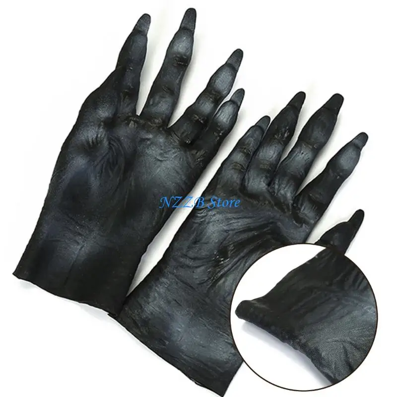 T21f Halloween mostri guanti a mano guanti zombite in lattice lupo mannali guanti uomini uomini