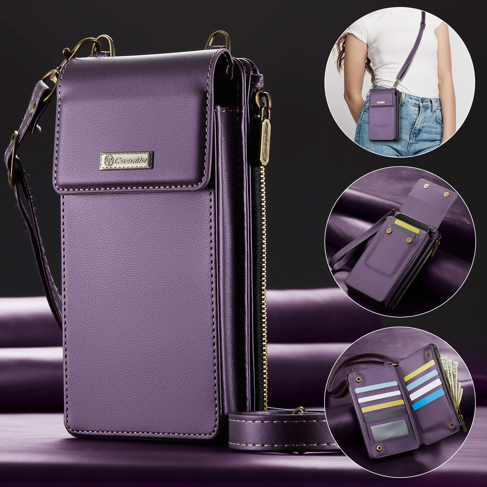 Вертикальная многофункциональная сумка для телефона для OPPO A5i A5X A5 A3 A2 A1X A1, кожаный карман через плечо с 10 карманами для OPPO F29 F25 F19 F17