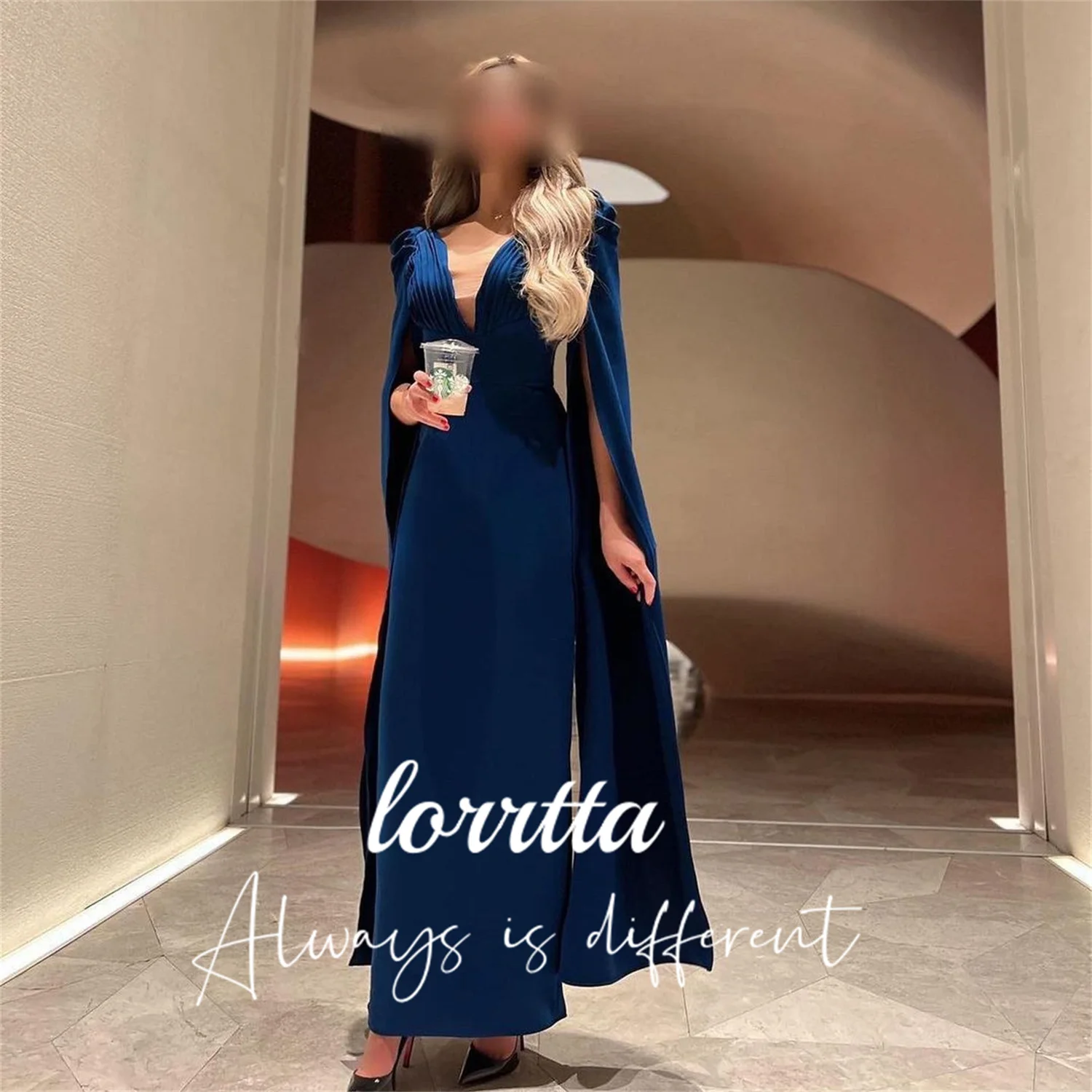 

Lorrtta Sexy V Neck Evening Gown Zip Back Slit Saudi Arabia Ball Gown Chiffon Dubai فساتين للحفلات الراقصة السهرة مناسبة رسمية