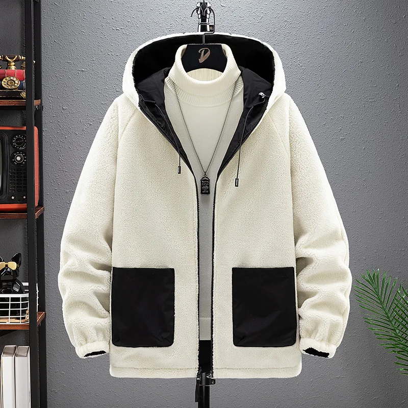 

Мужская зимняя теплая двусторонняя хлопковая куртка для езды на велосипеде на открытом воздухе, ветрозащитная дышащая модная и красивая куртка из овечьей шерсти